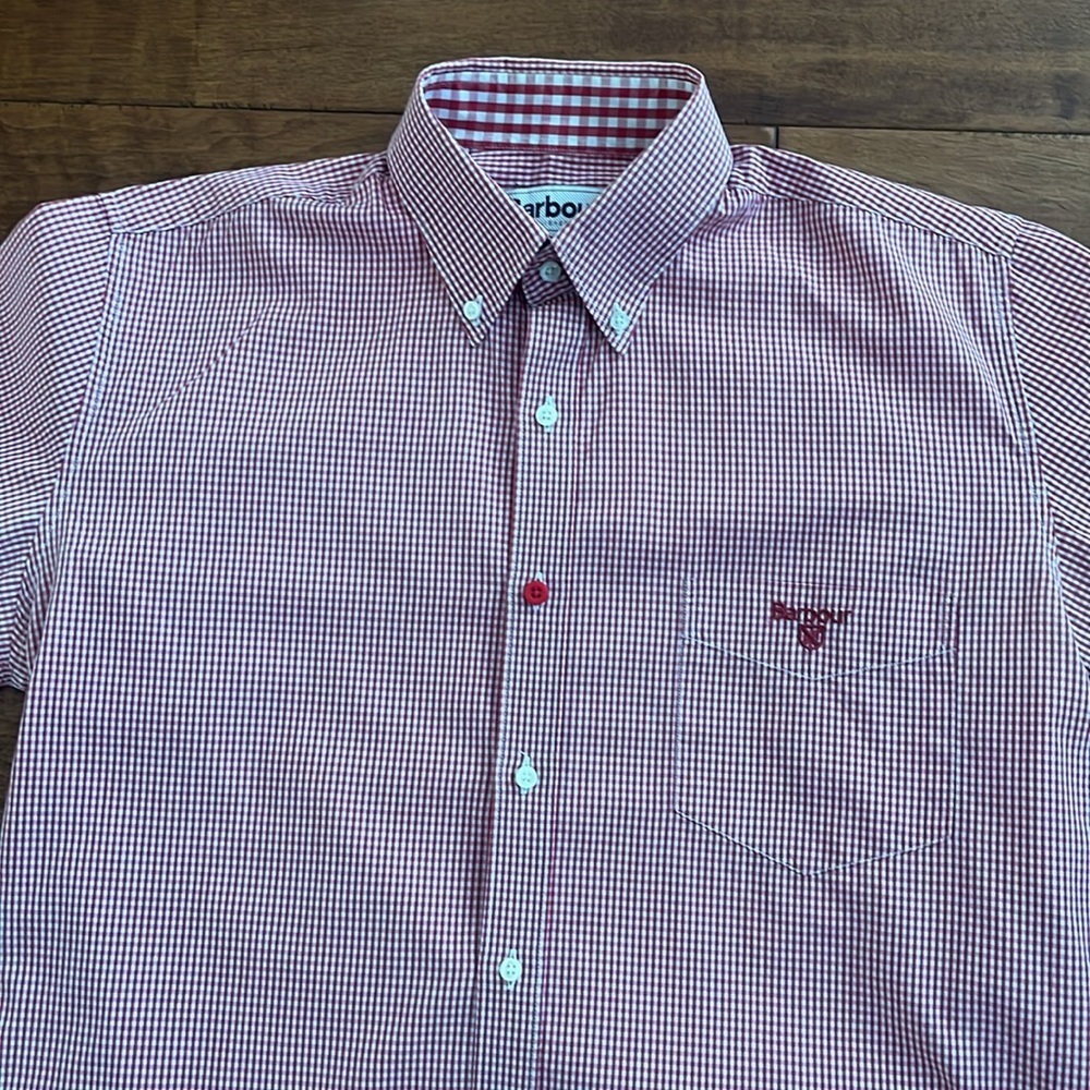 Barbour plaid Mens Buttons down Shirt Short Sleeves Size S - Picture 3 of 13